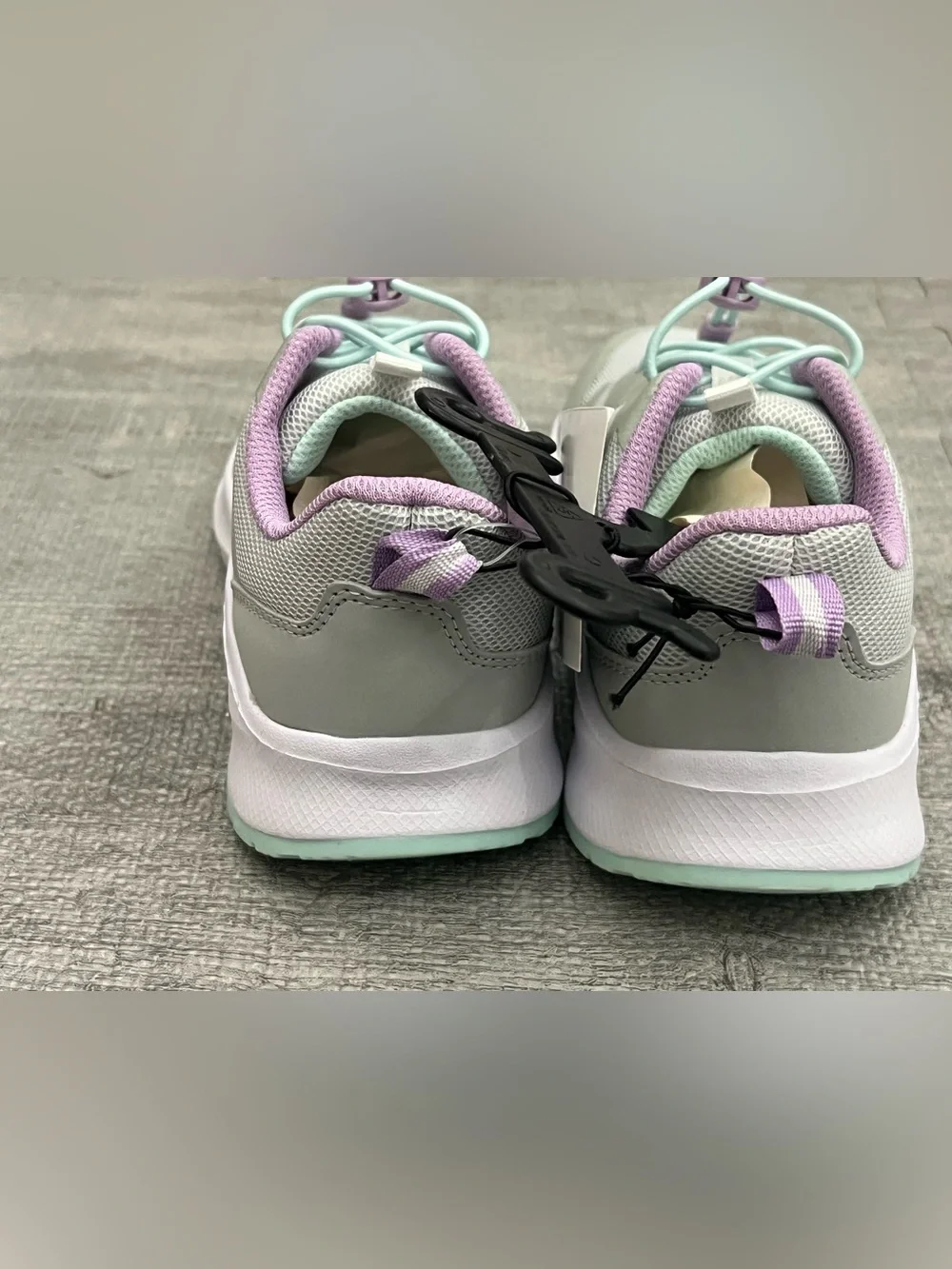 Athletic Works Girls  Low Top Mesh Lace-Up Sneakers Colorblock Gray Purple Mint